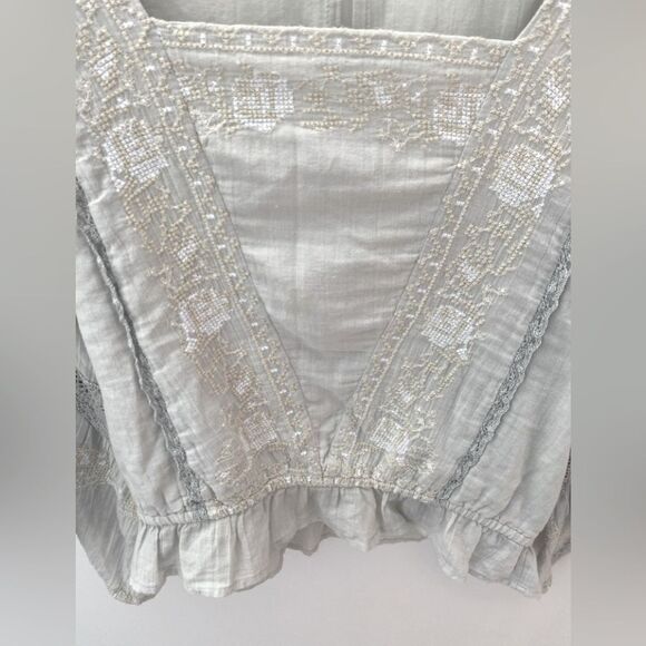 AMERICAN EAGLE Embroidered Bell Sleeve Blouse Women’s Small Boho Peasant Hippie - Picture 5 of 13